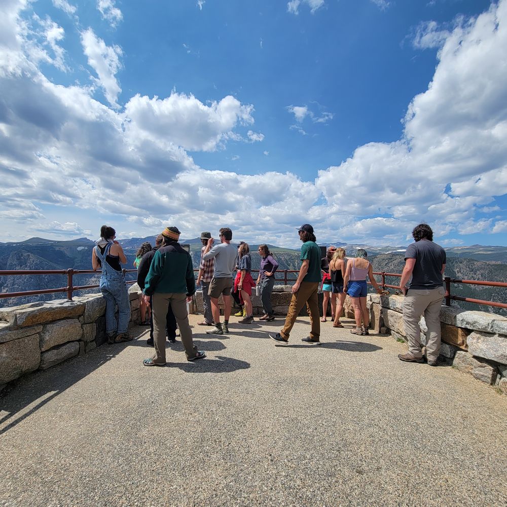 Students taking in the view from a mountain overlook